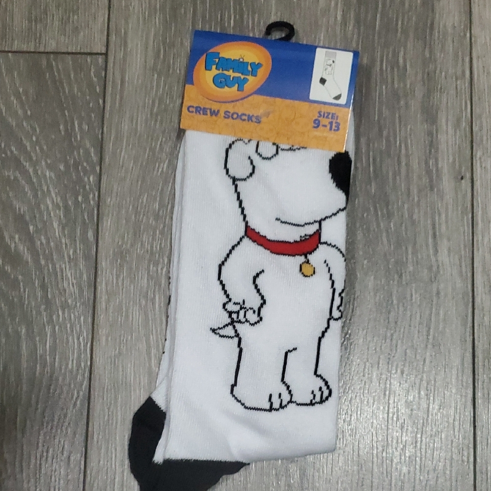 Family Guy Brian White Black and Red Casual Crew Socks